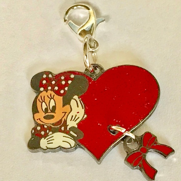 Vintage Disney Minnie Mouse Heart Purse Charm Clip On Zipper Pull Bag Signed - Picture 4 of 8
